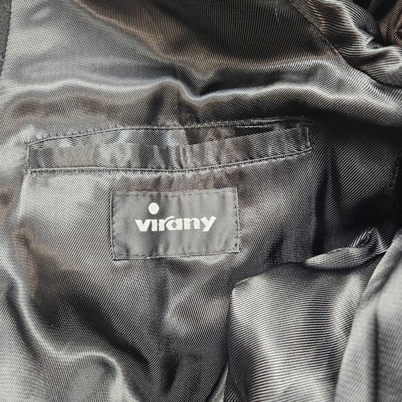 Virany 100% Wool Sz 42 Large Black Mens Overcoat - Picture 6 of 12